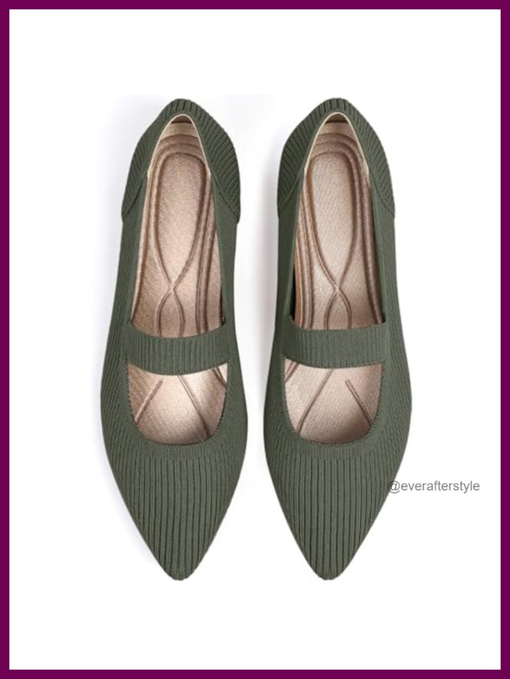 Women's Pointed Toe Knit Mary Jane Flats Washable Comfortable Dressy Shoes